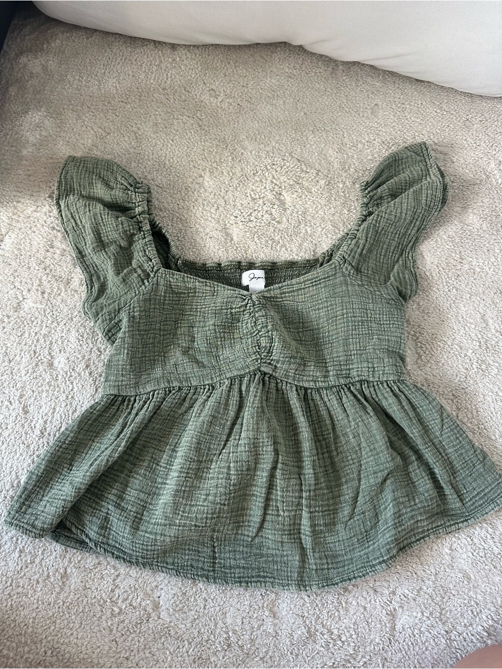Green Gauze Peplum Top